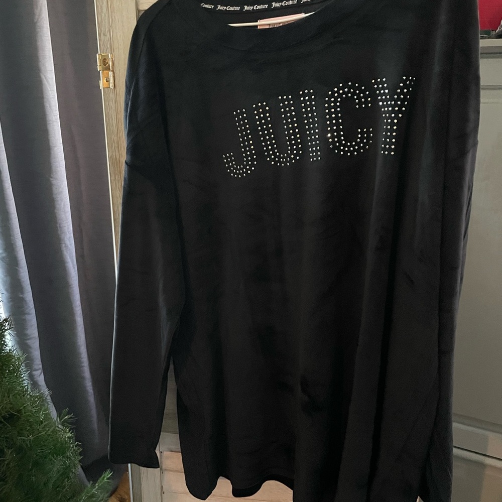JUICY COUTURE VELOUR LONGSLEEVE CREW NECK L